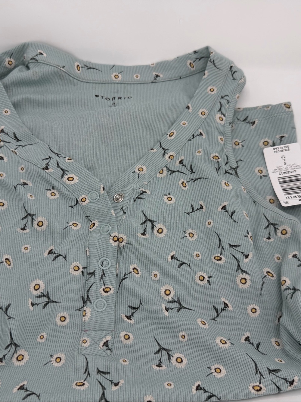 Torrid Dainty Daisy Floral Mint Henley Tank Top Size 0 / 12 NWT